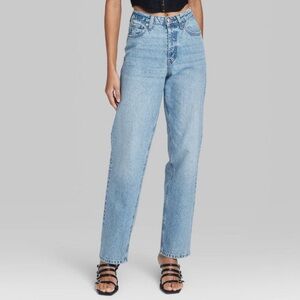 Womens High Rise Straight Leg Jeans